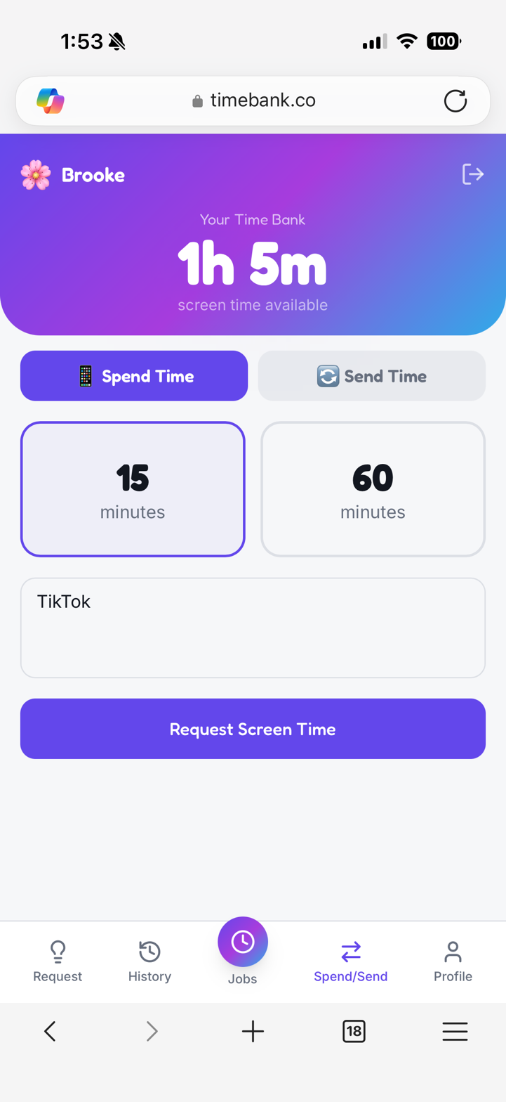 Spend time screen